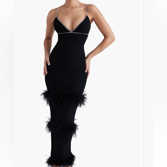 House of CB Dresses & Skirts - House of CB maricel feather trim cocktail dress